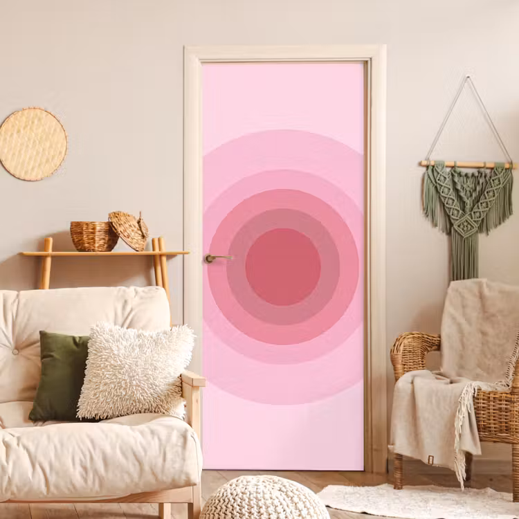 Patroon - Cirkels - Abstract - Roze - Modern deurposter klein -sfeer2