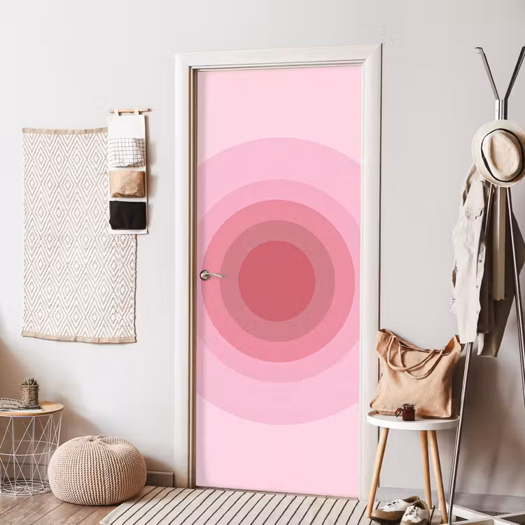 Patroon - Cirkels - Abstract - Roze - Modern deurposter klein -sfeer6