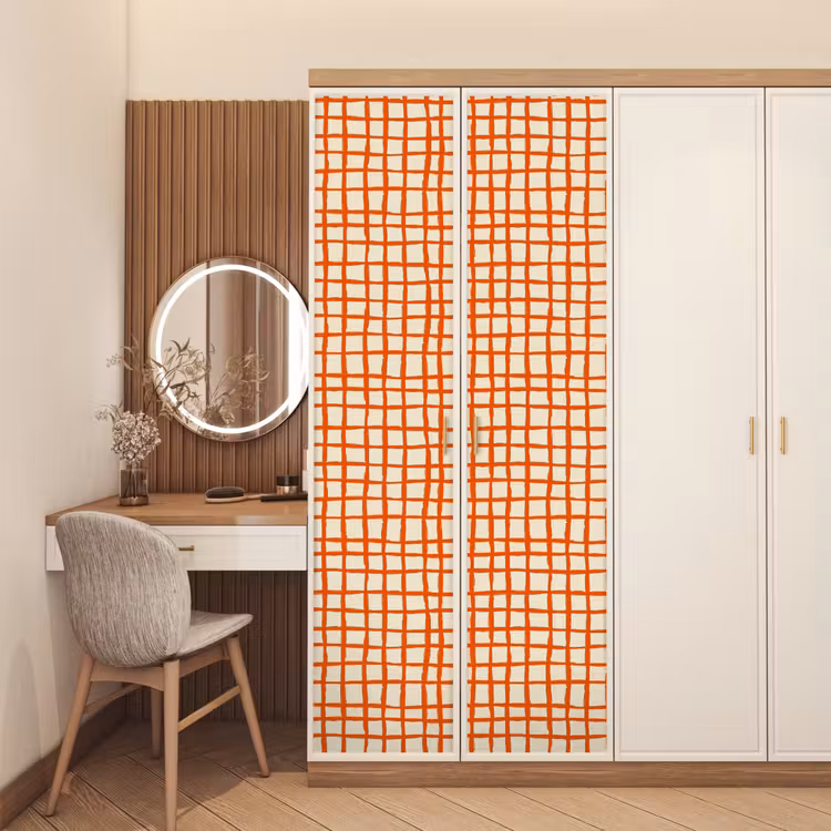 Patroon - Lijnen - Oranje deurposter klein 289 -sfeer3