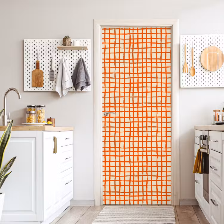 Patroon - Lijnen - Oranje deurposter klein 289 -sfeer5