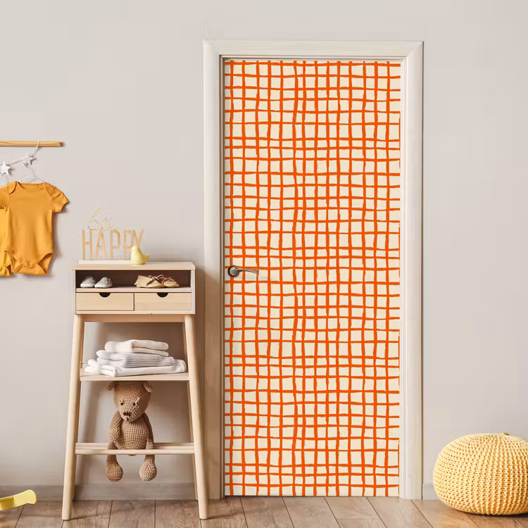 Patroon - Lijnen - Oranje deurposter klein 289 -sfeer4