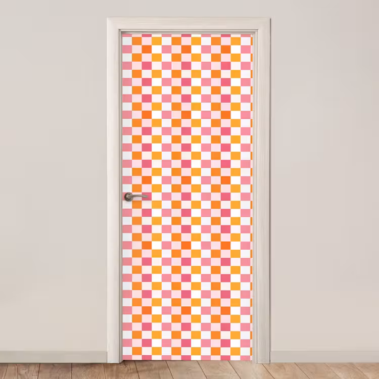 Patroon - Vierkant - Roze deurposter klein 289 -3d_beige