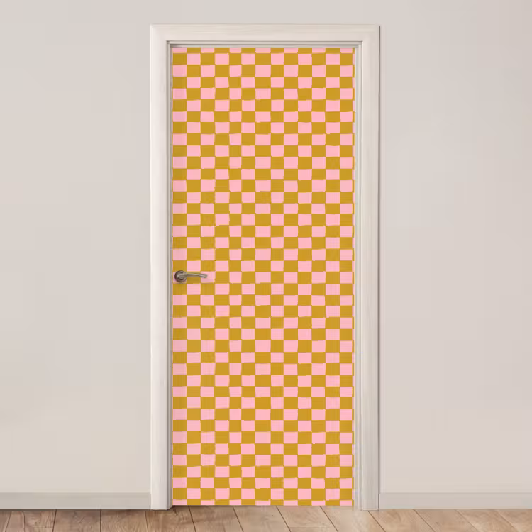 Patroon - Vierkant - Roze deurposter klein 289 -3d_beige