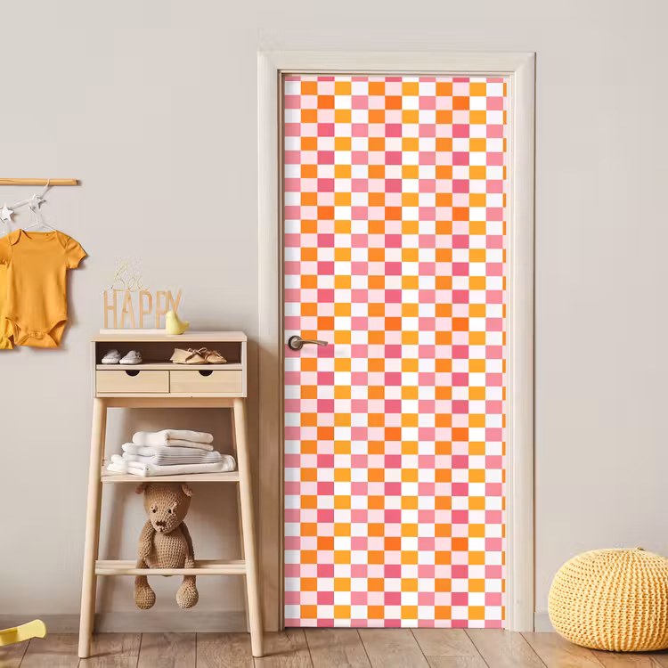 Patroon - Vierkant - Roze deurposter klein 289 -sfeer4
