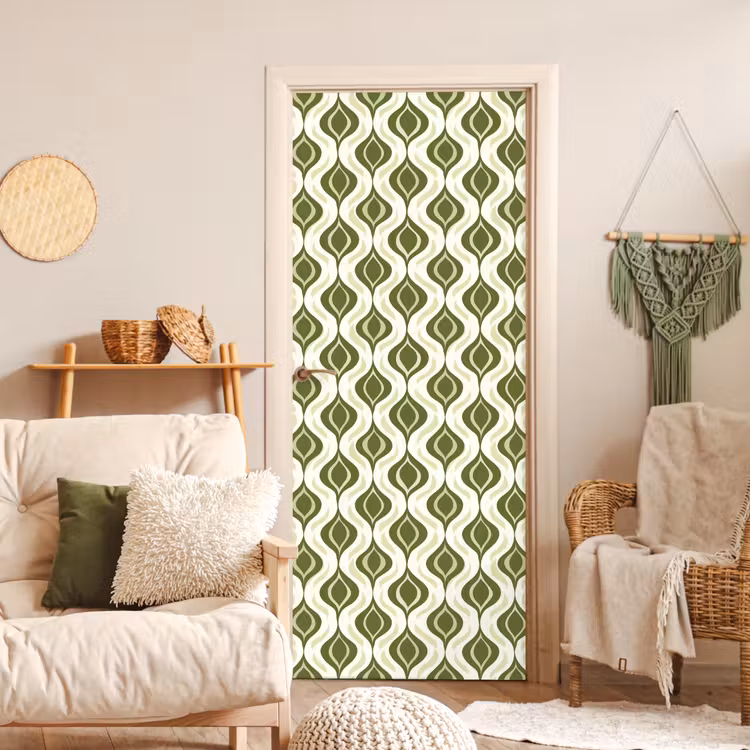Patroon - Retro - Groen deurposter klein 289 -sfeer2