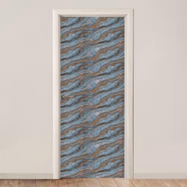 Patroon - Steen - Blauw deurposter klein 289 -3d_beige
