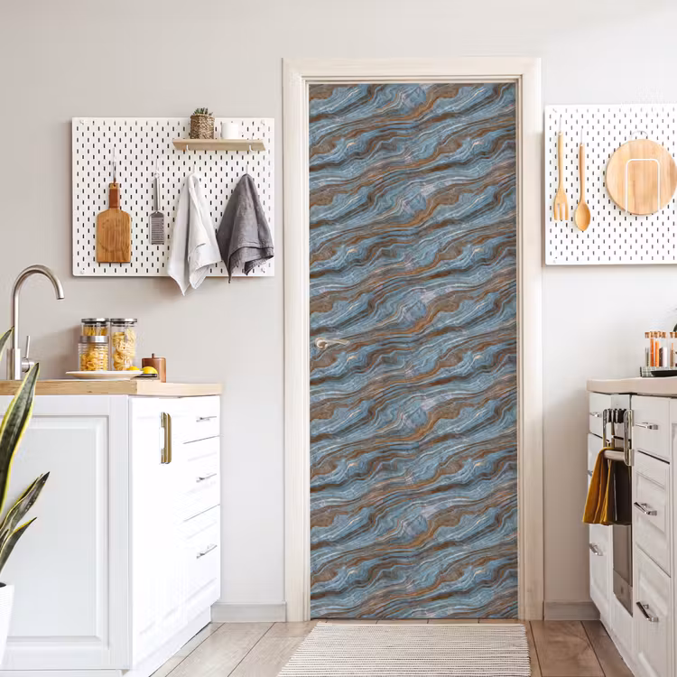 Patroon - Steen - Blauw deurposter klein 289 -sfeer5