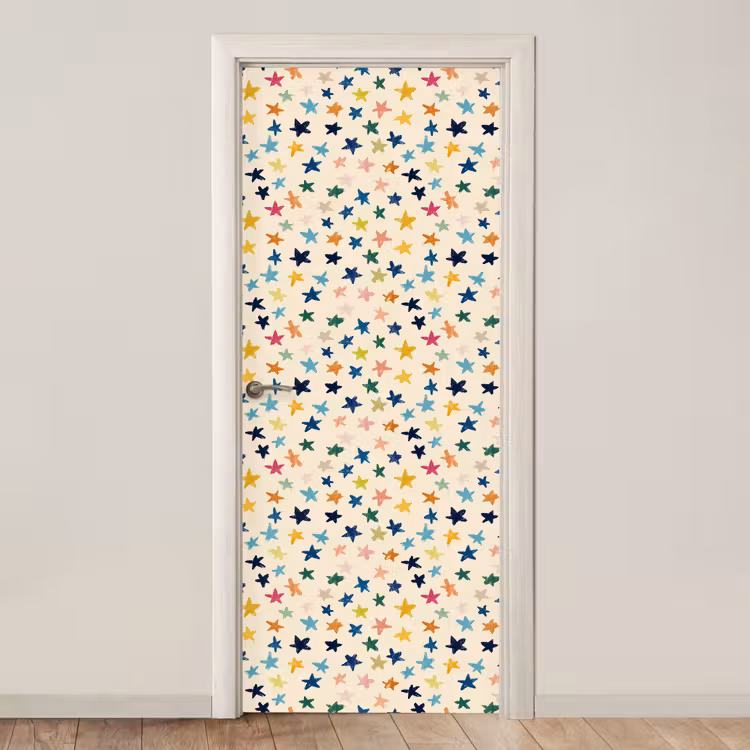 Patroon - Sterren - Kleurrijk deurposter klein 289 -3d_beige