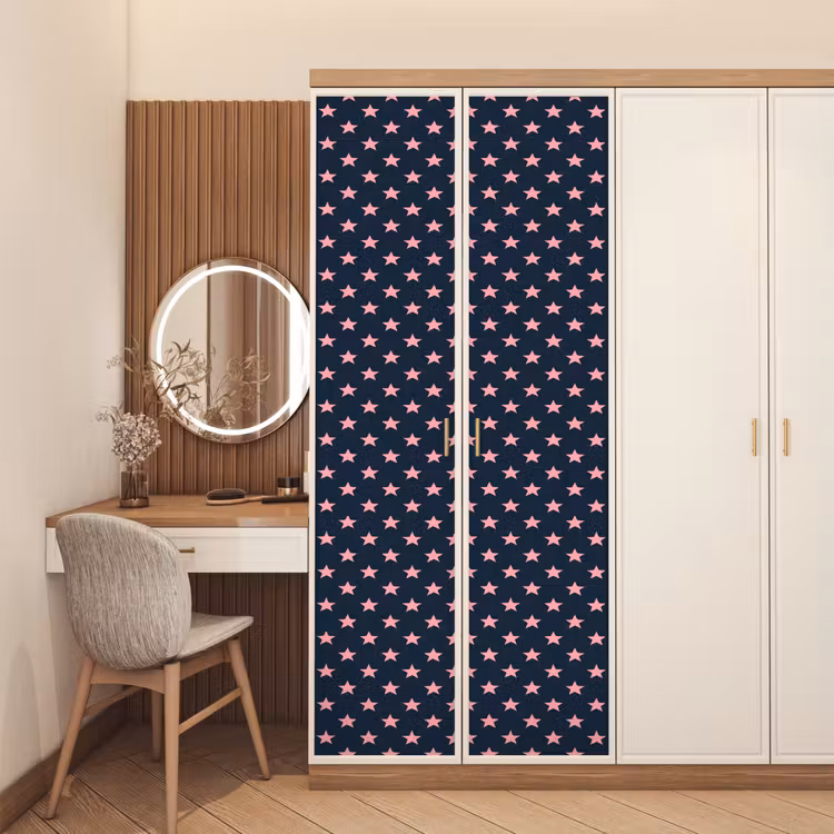 Patroon - Sterren - Roze deurposter klein 289 -sfeer3