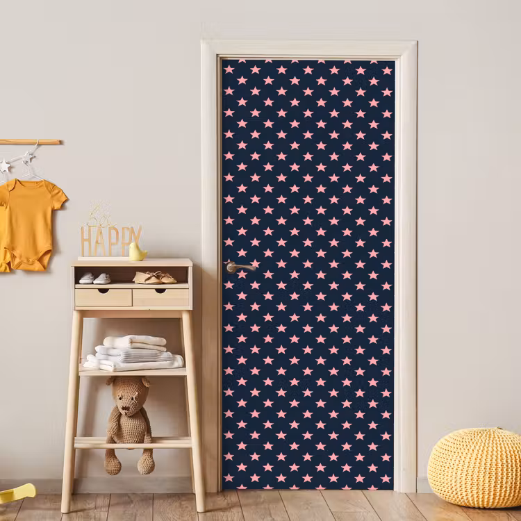 Patroon - Sterren - Roze deurposter klein 289 -sfeer4