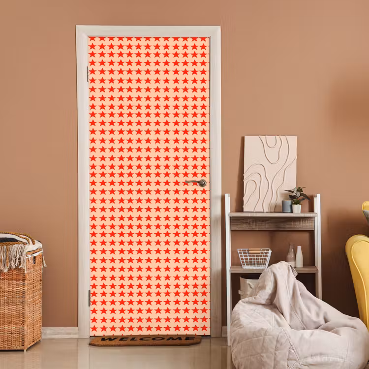 Patroon - Sterren - Rood deurposter klein 289 -sfeer1