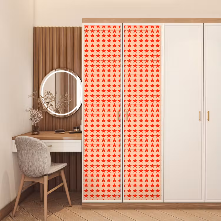 Patroon - Sterren - Rood deurposter klein 289 -sfeer3