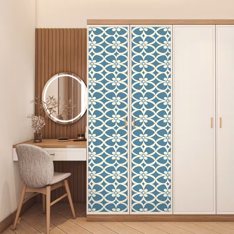 Patroon - Symmetrisch - Blauw deurposter klein 289 -sfeer3