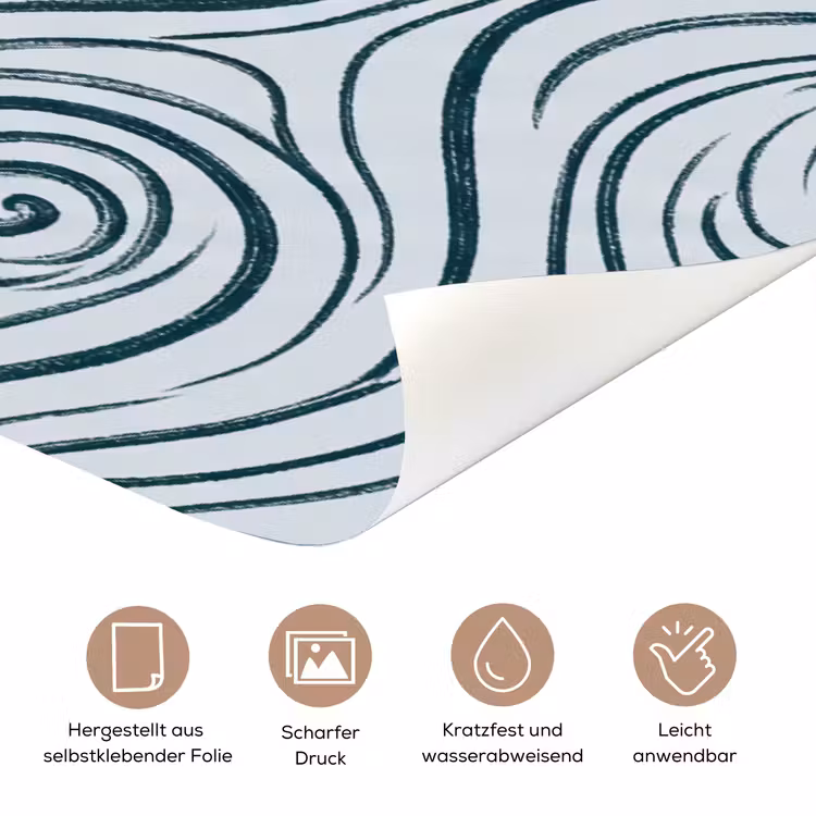 Patroon - Golven - Abstract - Modern - Blauw deurposter klein -tcloseup_DE
