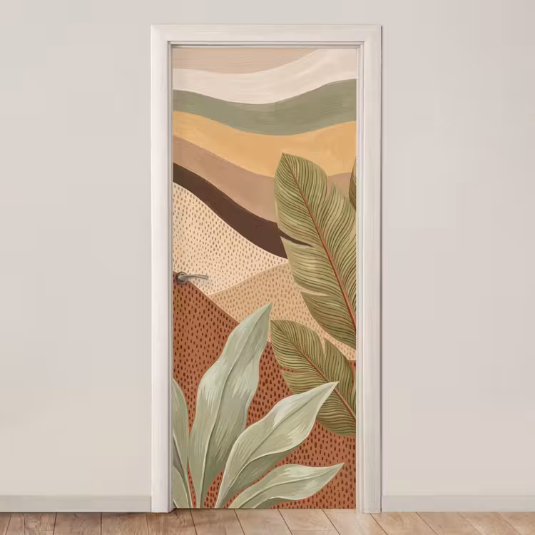 Natuur - Bladeren - Landschap - Abstract - Aardetinten deurposter klein -3d_beige