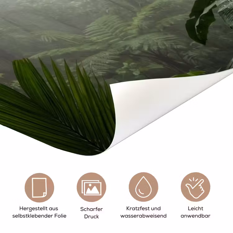Natuur - Jungle - Mist - Groen - Bladeren deurposter klein -tcloseup_DE