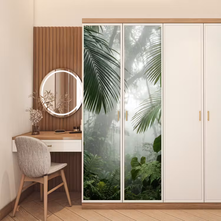 Natuur - Jungle - Mist - Tropisch - Groen deurposter klein -sfeer3