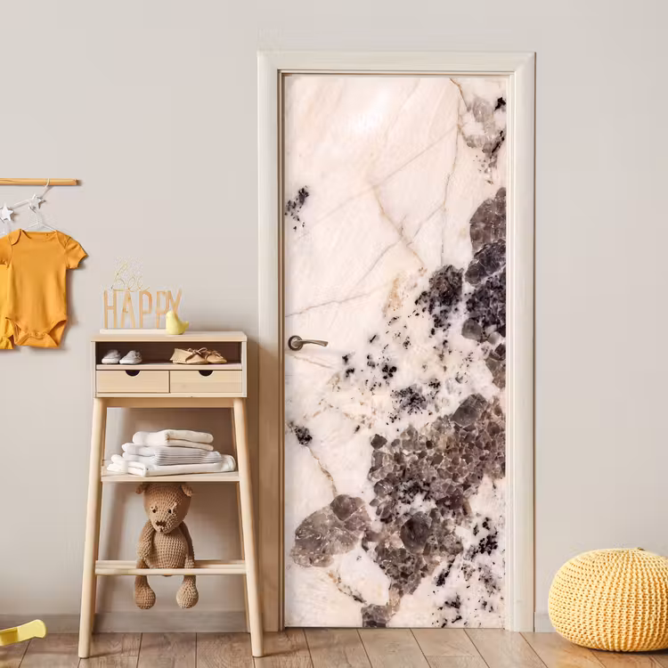 Natuursteen - Patroon - Abstract - Beige - Grijs deurposter klein -sfeer4