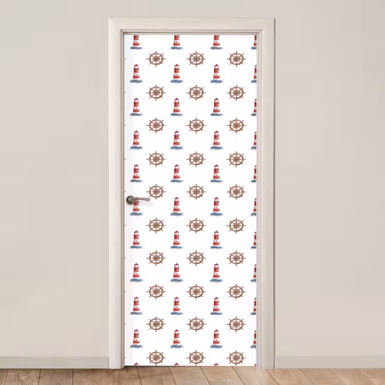 Nautisch - Klassiek - Rood deurposter klein 289 -3d_beige