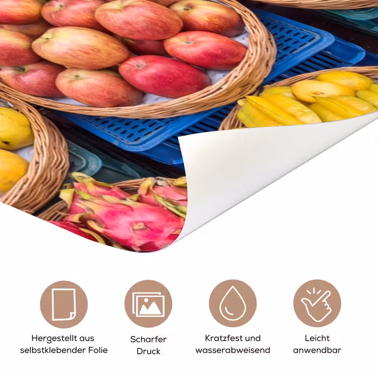 Türtapete - Obst – Markt – Bunt - Fruit - Markt - Kleurrijk deurposter klein