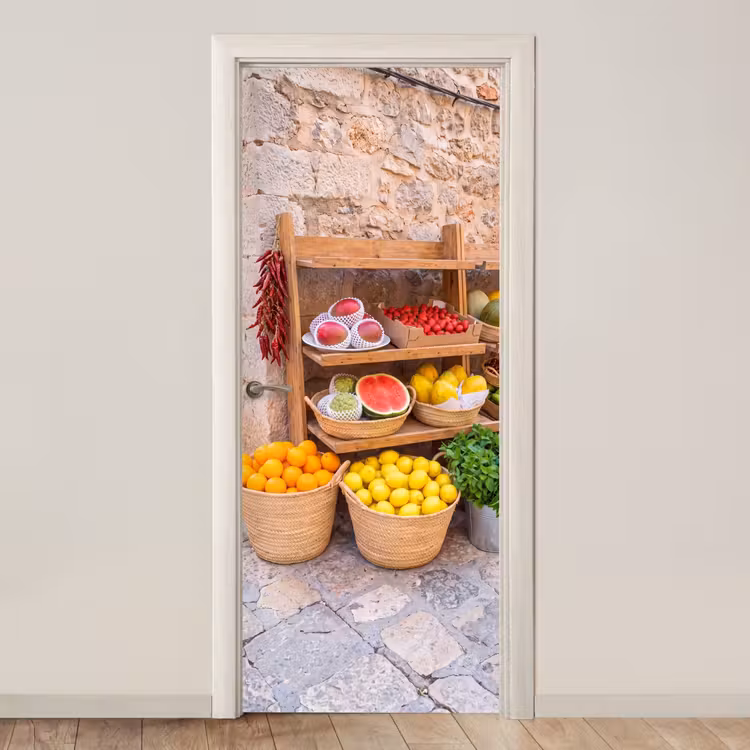 Türtapete - Obst – Markt – Frisch - Fruit - Markt - Vers deurposter klein