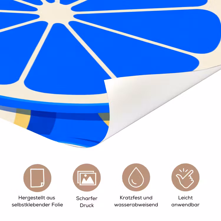 Fruit - Schijven - Patroon - Modern - Blauw - Geel deurposter klein -tcloseup_DE