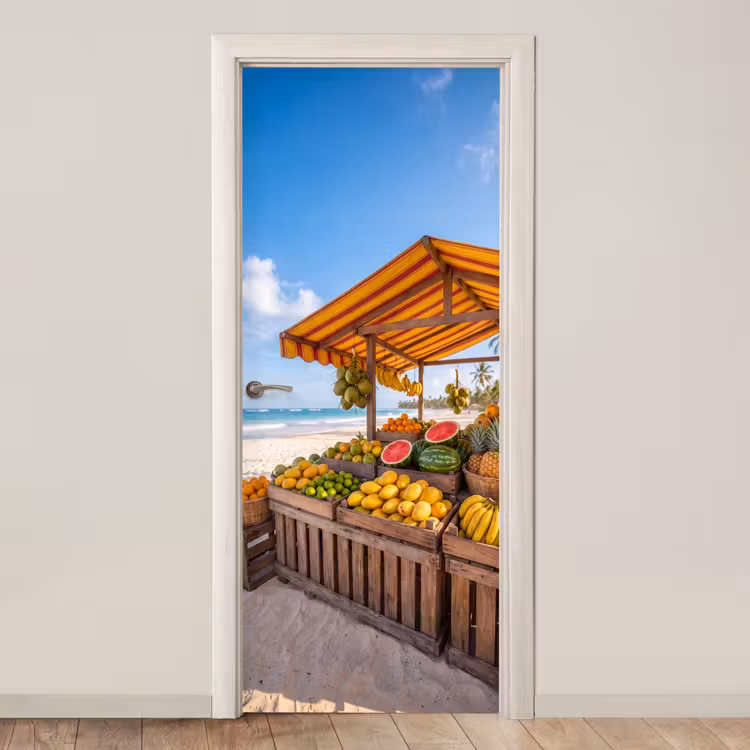Türtapete - Obst – Strand – Tropisch - Fruit - Strand - Tropisch deurposter klein