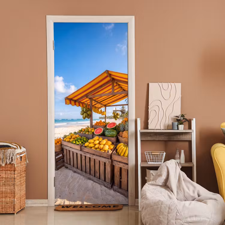Türtapete - Obst – Strand – Tropisch - Fruit - Strand - Tropisch deurposter klein