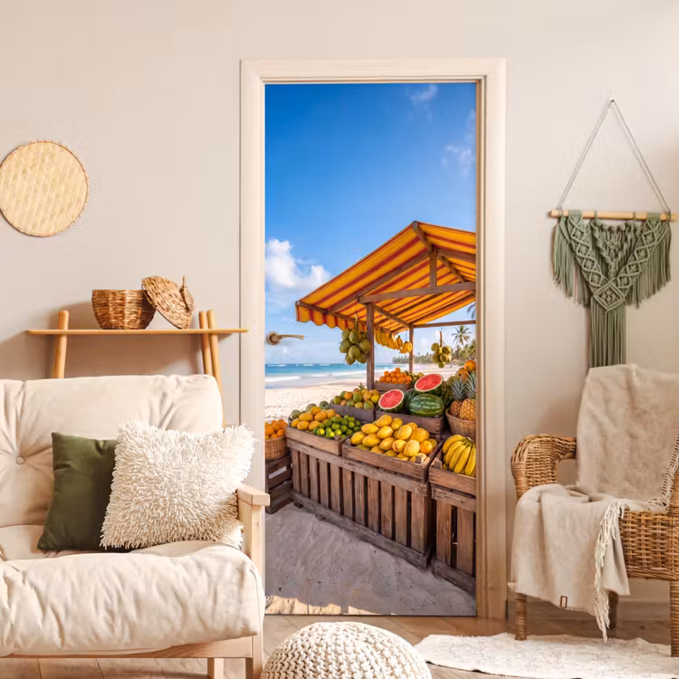 Türtapete - Obst – Strand – Tropisch - Fruit - Strand - Tropisch deurposter klein