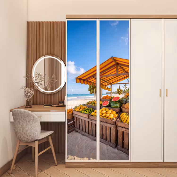 Türtapete - Obst – Strand – Tropisch - Fruit - Strand - Tropisch deurposter klein