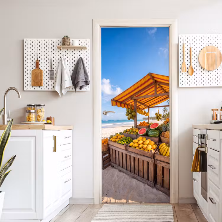 Türtapete - Obst – Strand – Tropisch - Fruit - Strand - Tropisch deurposter klein