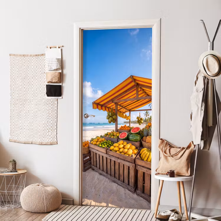 Türtapete - Obst – Strand – Tropisch - Fruit - Strand - Tropisch deurposter klein