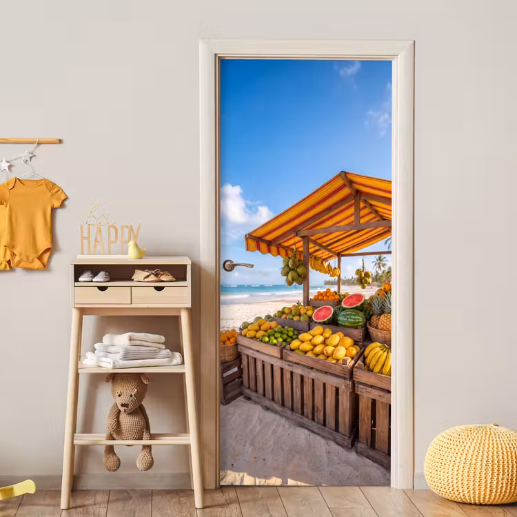 Türtapete - Obst – Strand – Tropisch - Fruit - Strand - Tropisch deurposter klein