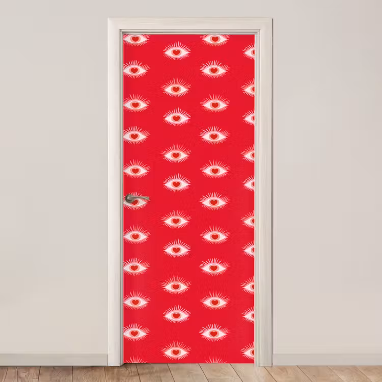Ogen - Hart - Abstract - Rood - Roze deurposter klein 289 -3d_beige
