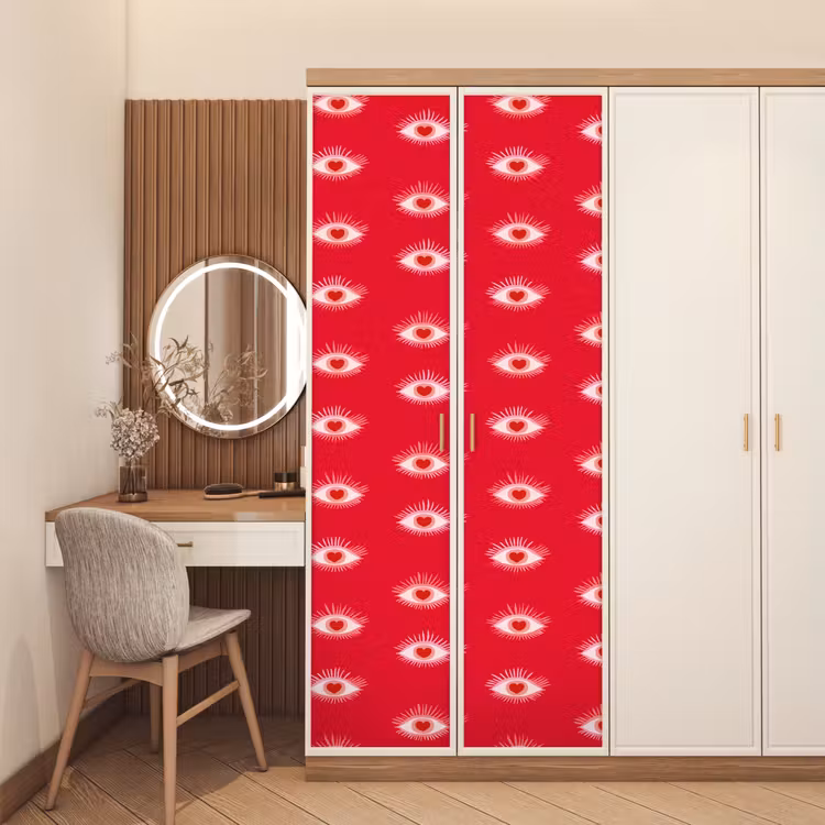 Ogen - Hart - Abstract - Rood - Roze deurposter klein 289 -sfeer3