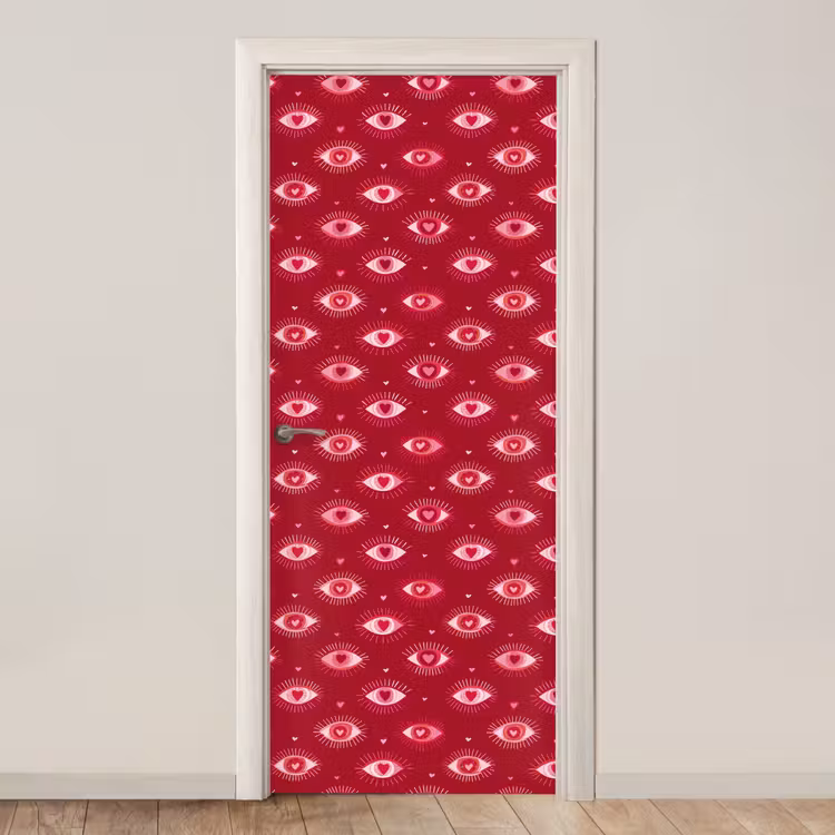 Ogen - Patroon - Roze - Donkerrood deurposter klein 289 -3d_beige