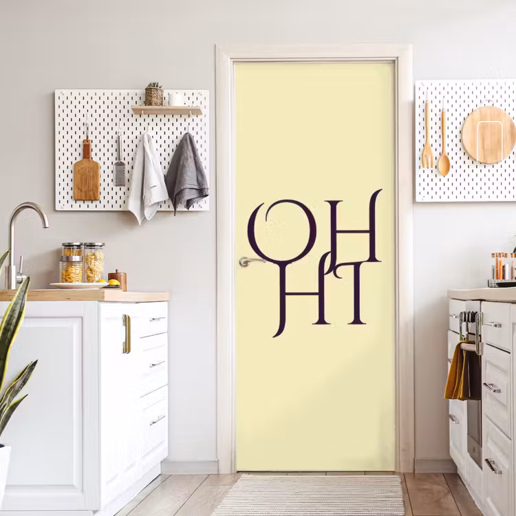Oh hi - Geel - Monogram deurposter klein -sfeer5