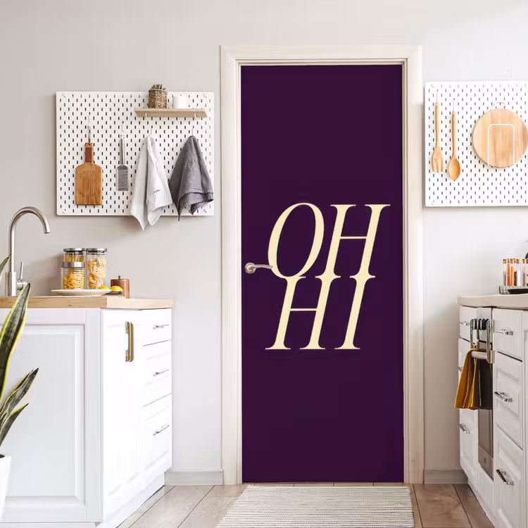Oh hi - Paars - Minimalistisch deurposter klein -sfeer5