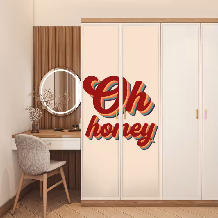 Oh honey - Rood - Schaduw deurposter klein -sfeer3