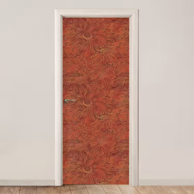 Oosters - Bloemen - Terracotta deurposter klein 289 -3d_beige