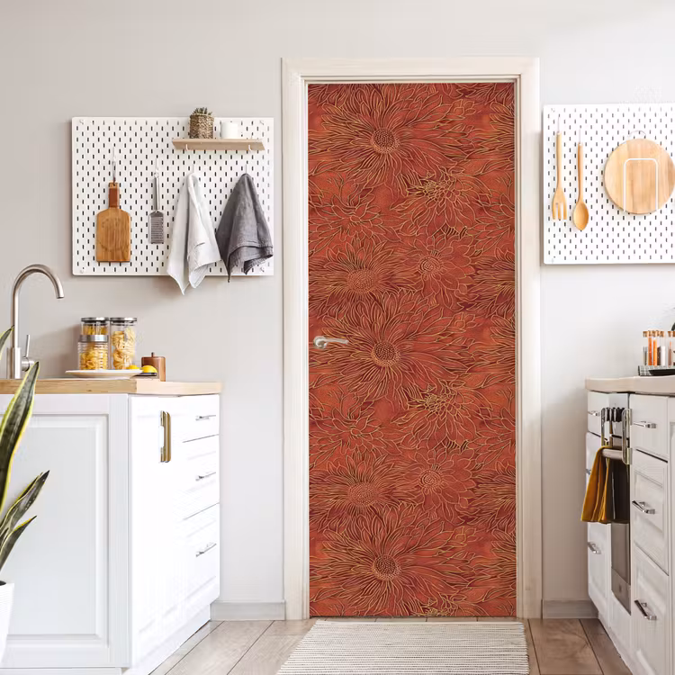 Oosters - Bloemen - Terracotta deurposter klein 289 -sfeer5