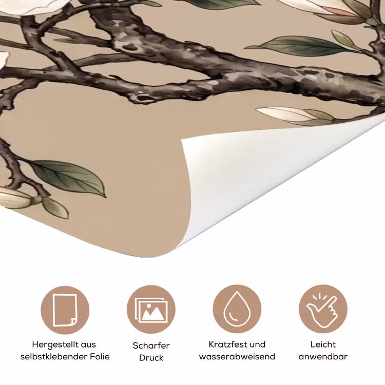 Oosters - Vogels - Beige deurposter klein -tcloseup_DE