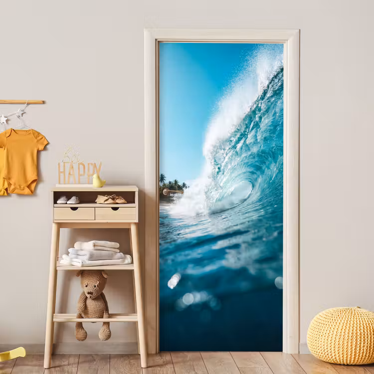 Oceaan - Golf - Strand - Natuur - Blauw deurposter klein -sfeer4