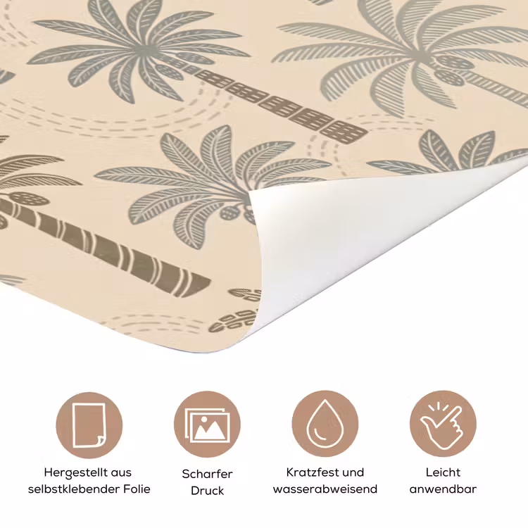 Palmbomen - Patroon - Tropisch - Beige deurposter klein -tcloseup_DE