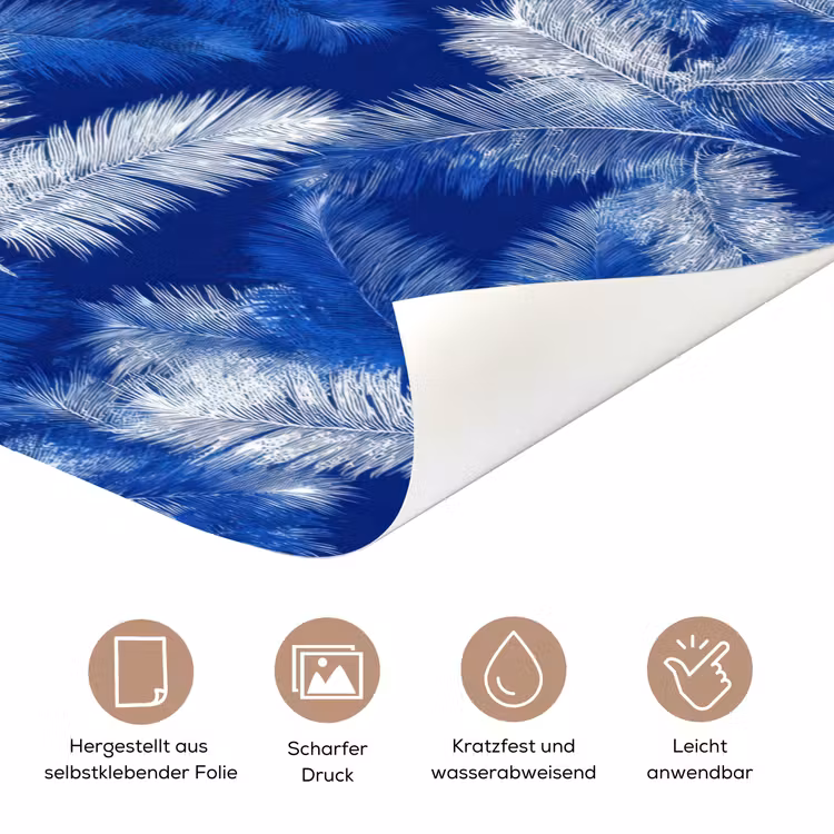 Palmblad - Patroon - Blauw deurposter klein 289 -tcloseup_DE