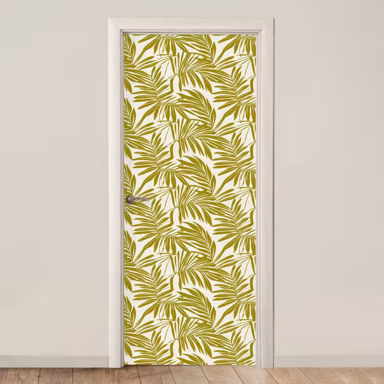 Palmblad - Patroon - Groen deurposter klein 289 -3d_beige