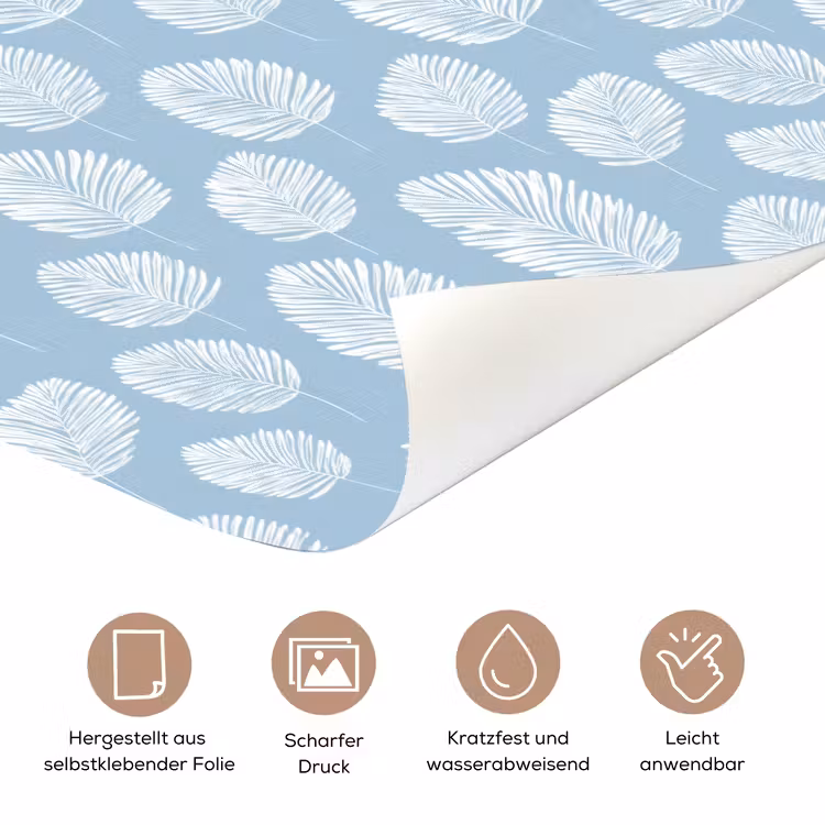 Palmbladeren - Naadloos - Patroon - Pastelblauw deurposter klein 289 -tcloseup_DE