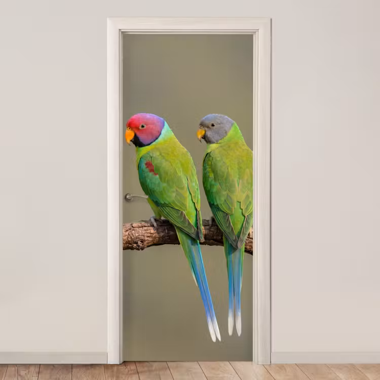 Papagaai - Tak - Natuur - Kleurrijk deurposter klein -3d_beige