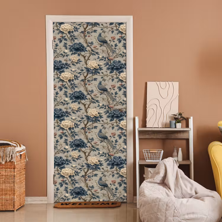 Pauw - Bloemen - Blauw deurposter klein 289 -sfeer1