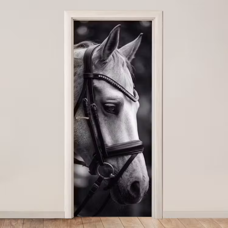 Paard - Schimmel - Portret deurposter klein -3d_beige